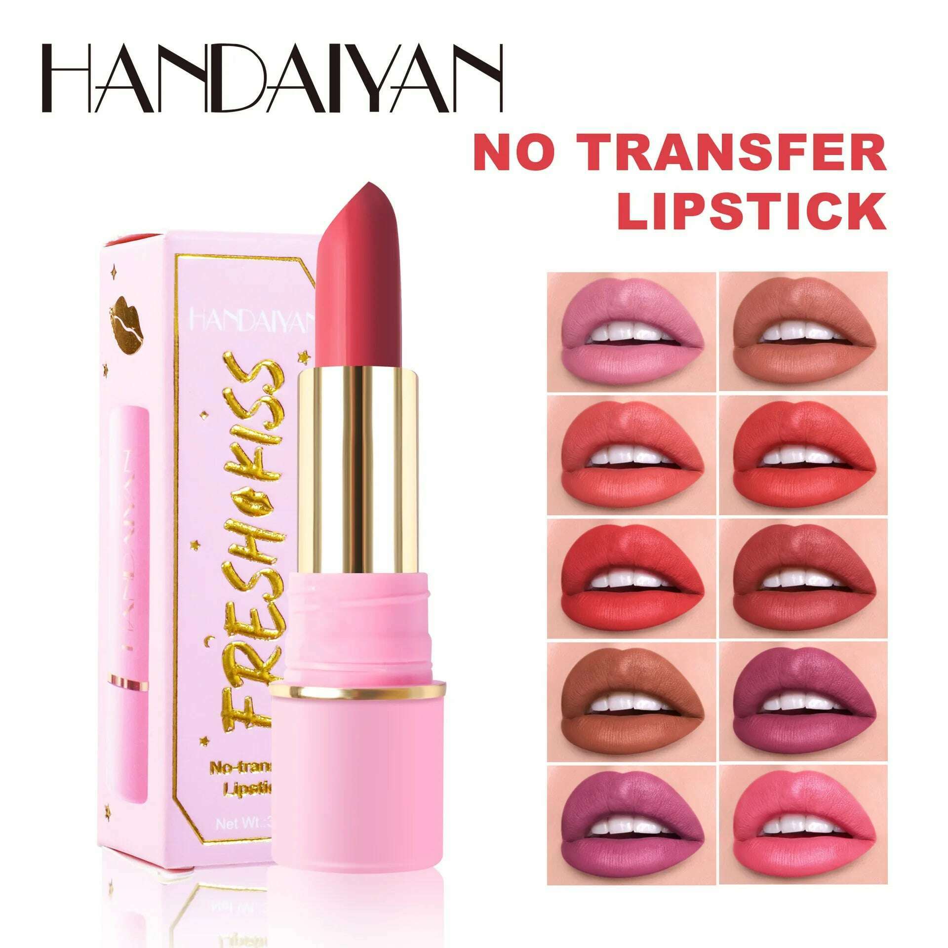 Handaiyan Matte Waterproof Velvet Pink Nude Lipstick Sexy Red Brown Pigments Long Lasting Lip Stick Makeup woman - KIMLUD