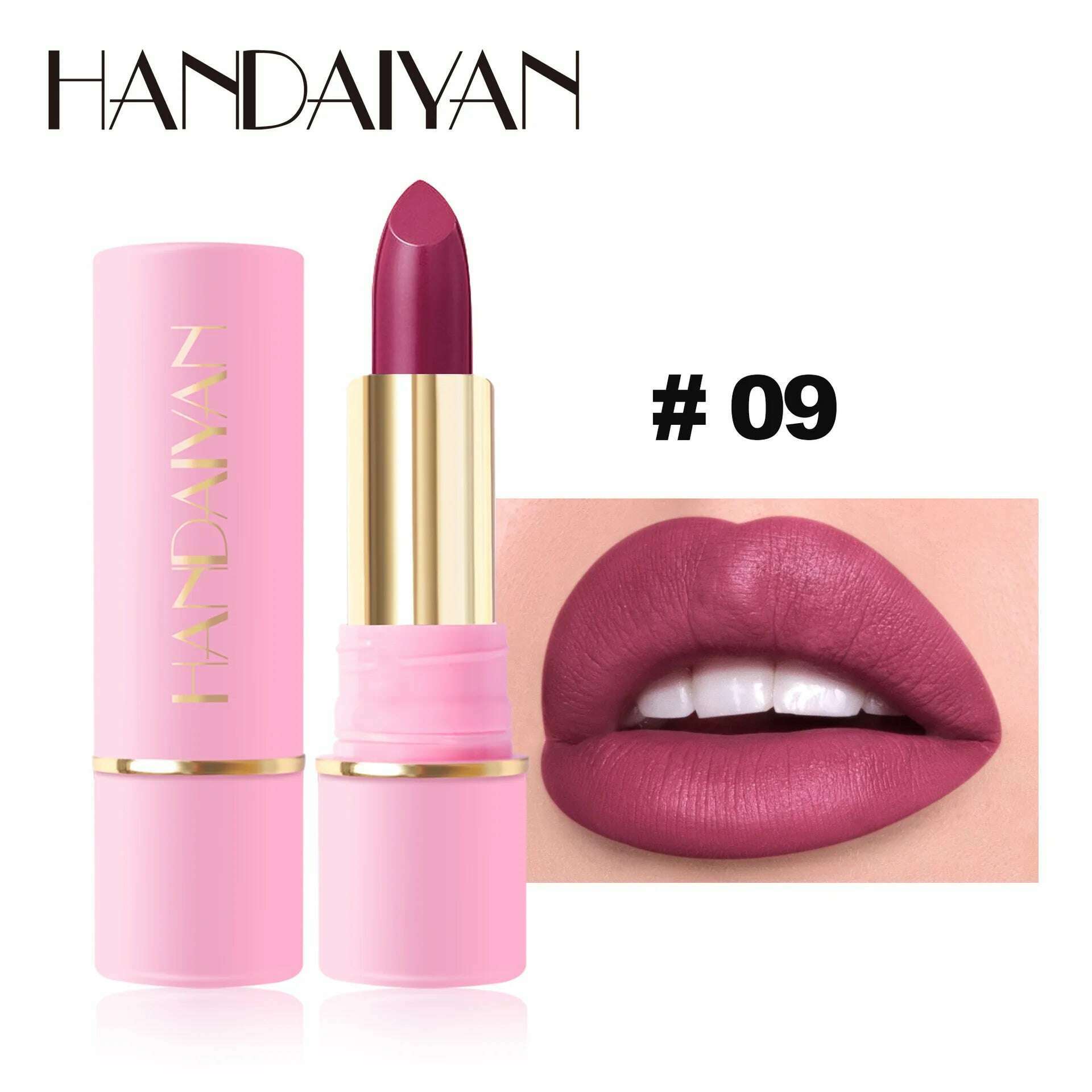 KIMLUD, Handaiyan Matte Waterproof Velvet Pink Nude Lipstick Sexy Red Brown Pigments Long Lasting Lip Stick Makeup woman, 09, KIMLUD APPAREL - Womens Clothes