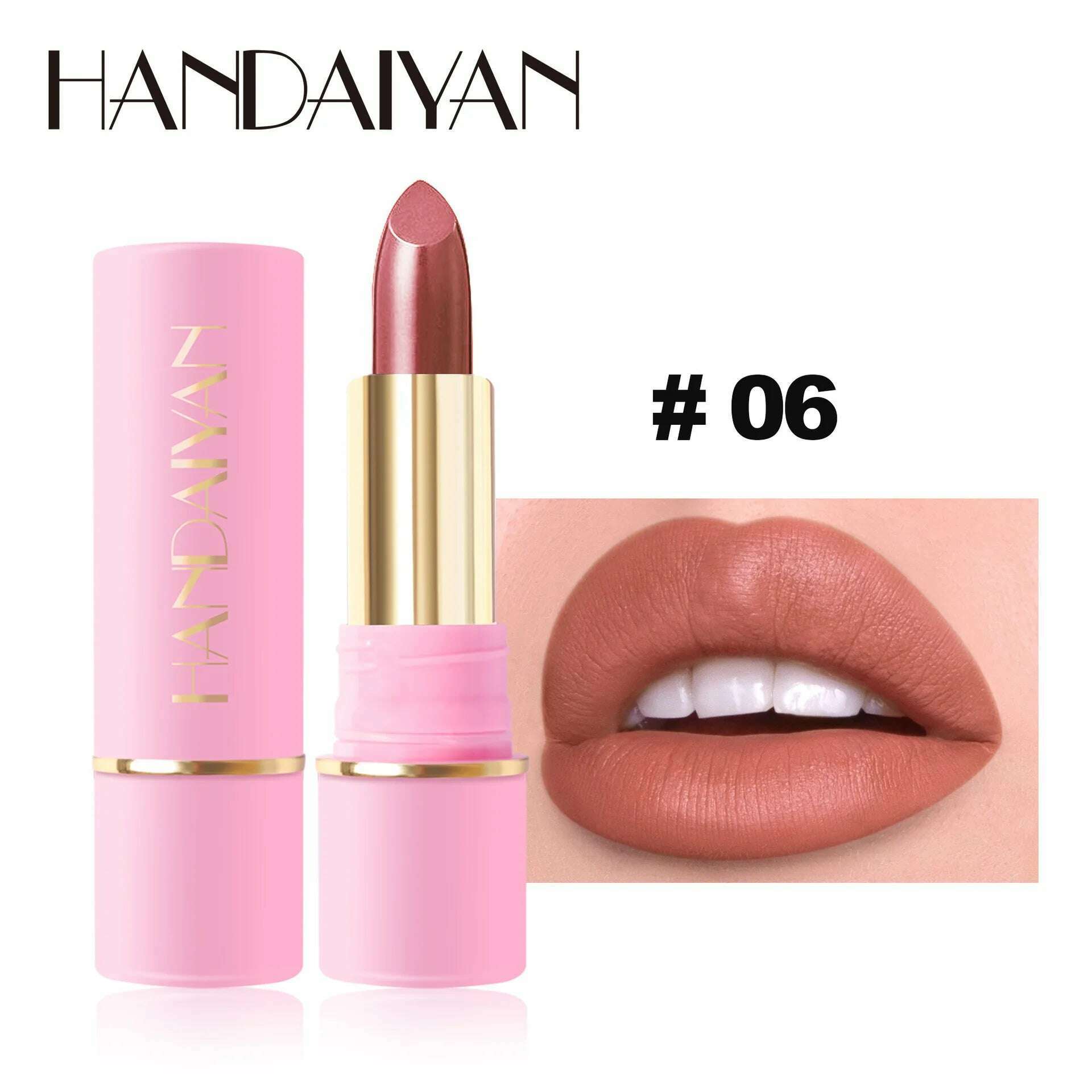 KIMLUD, Handaiyan Matte Waterproof Velvet Pink Nude Lipstick Sexy Red Brown Pigments Long Lasting Lip Stick Makeup woman, 06, KIMLUD APPAREL - Womens Clothes