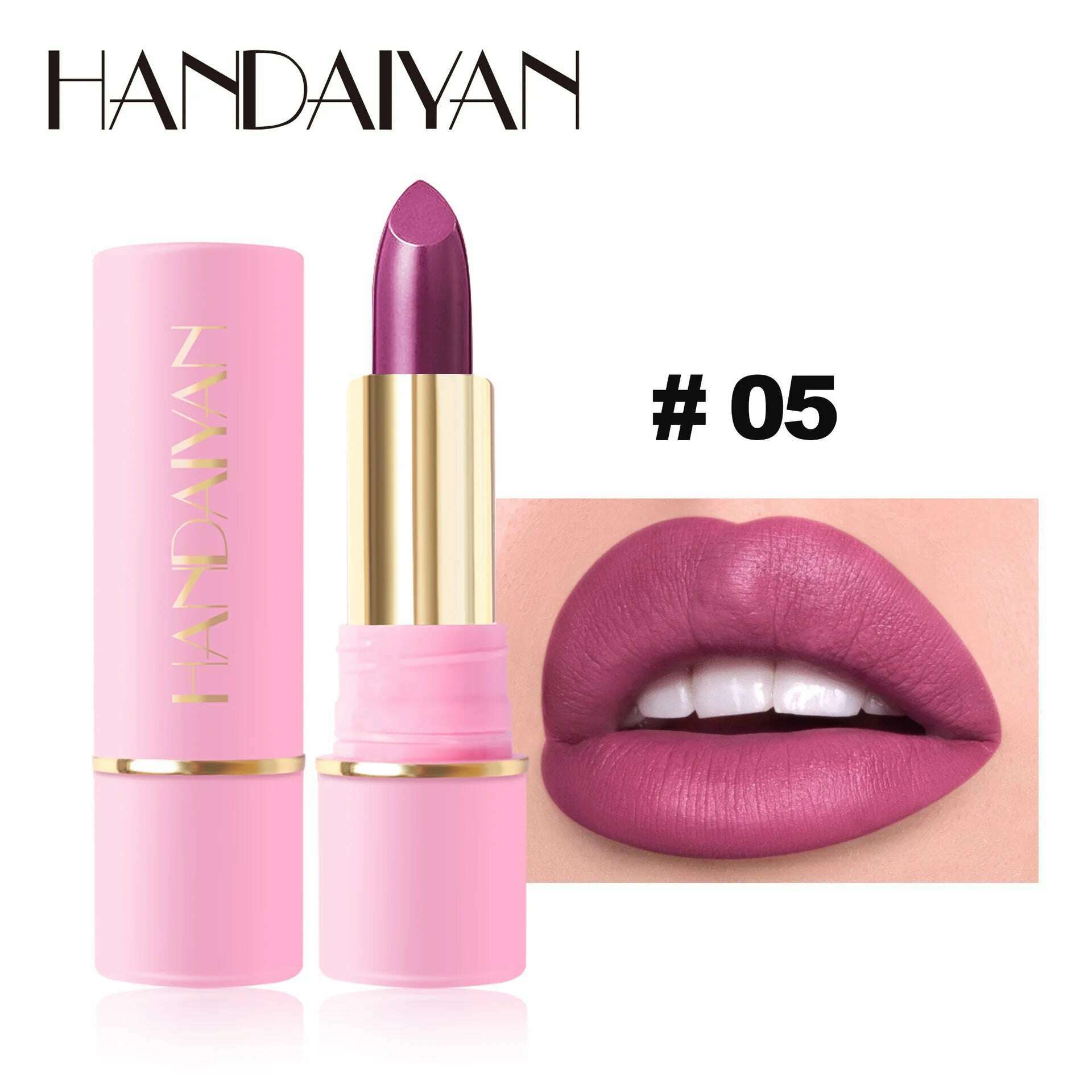 KIMLUD, Handaiyan Matte Waterproof Velvet Pink Nude Lipstick Sexy Red Brown Pigments Long Lasting Lip Stick Makeup woman, 05, KIMLUD APPAREL - Womens Clothes