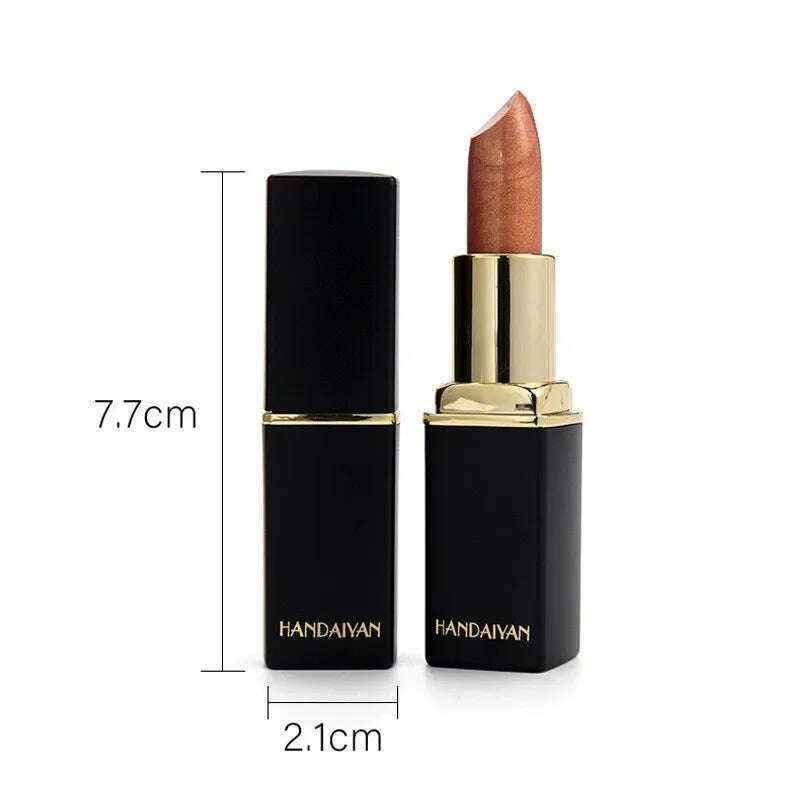 KIMLUD, Handaiyan Waterproof Nude Glitter Lipstick Makeup Long Lasting Velve Red Sexy Shimmer Lip Stick Shiny Lipstick Makeup Cosmetics, KIMLUD Womens Clothes