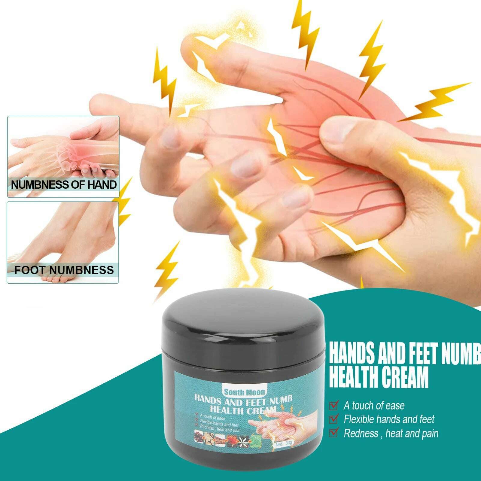 Hands Feet Numbness Cream 30g Natural Materials Relieve Numbness Health Cream for Leg Foot Arm Q - KIMLUD