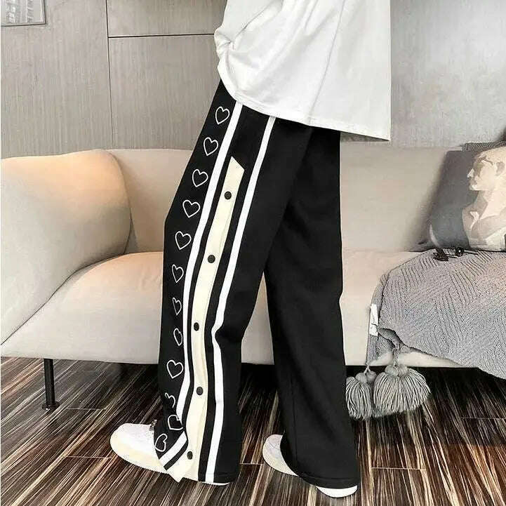 KIMLUD, Harajuku Wide leg Sweatpants Oversize Men Streetwear Side Button Baggy Pants Casual Sport Split Basketball Women Track Trousers, KIMLUD Womens Clothes