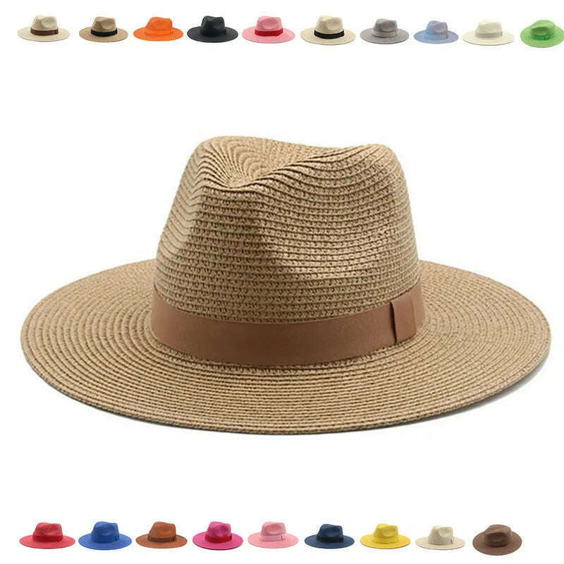 Hats for Women Bucket Sun Hats Ribbon Band Men Hat Straw Summer Panama Formal Outdoor Party Picnic Bucket Hat Sombreros De Mujer - KIMLUD