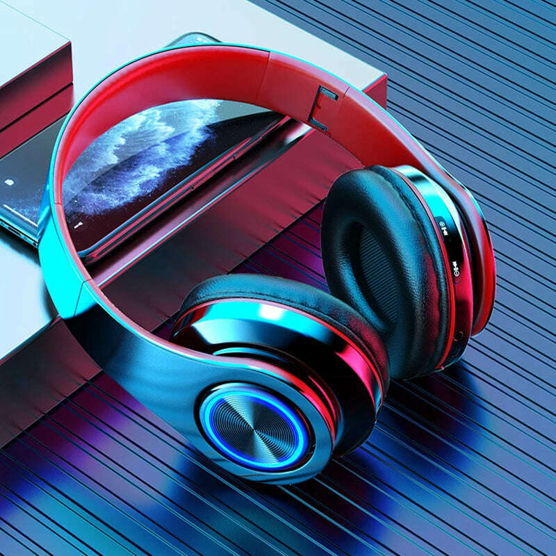 Headsets Gamer Headphones Blutooth Surround Sound Stereo Wireless Earphone USB With MicroPhone Colourful Light PC Laptop Headset - KIMLUD