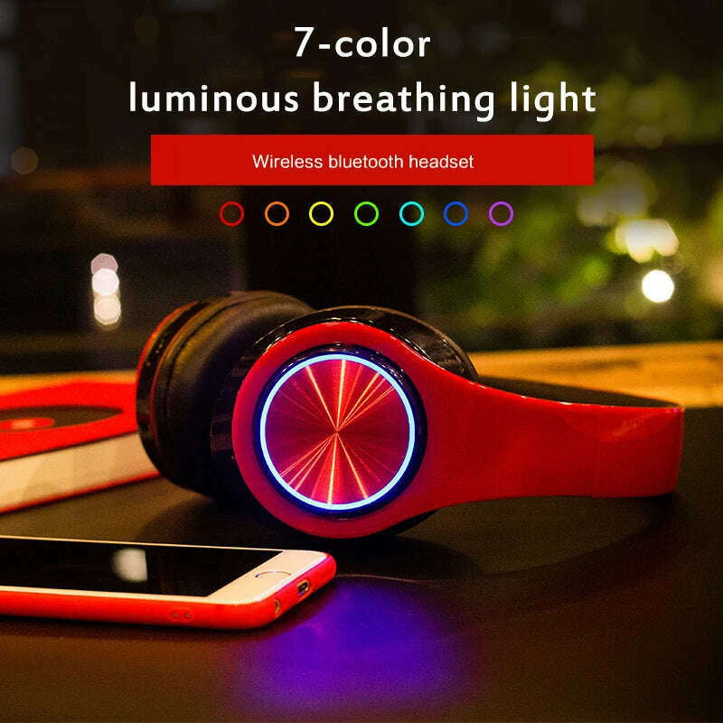 Headsets Gamer Headphones Blutooth Surround Sound Stereo Wireless Earphone USB With MicroPhone Colourful Light PC Laptop Headset - KIMLUD