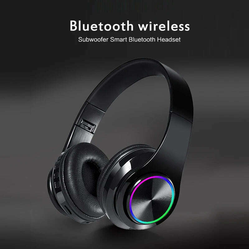 Headsets Gamer Headphones Blutooth Surround Sound Stereo Wireless Earphone USB With MicroPhone Colourful Light PC Laptop Headset - KIMLUD