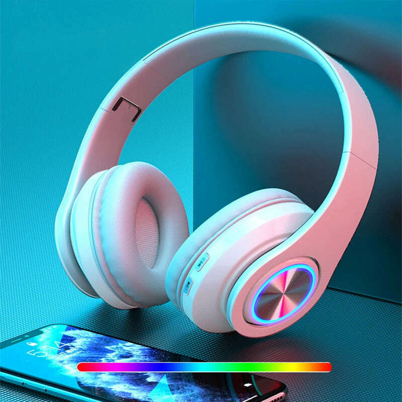 Headsets Gamer Headphones Blutooth Surround Sound Stereo Wireless Earphone USB With MicroPhone Colourful Light PC Laptop Headset - KIMLUD