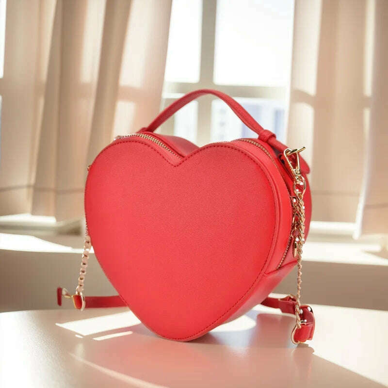 KIMLUD, Heart Shape Bag Crossbody Purse for women Love Bag Zip Around Shoulder Bag Solid color handbag  for Girl, KIMLUD Womens Clothes