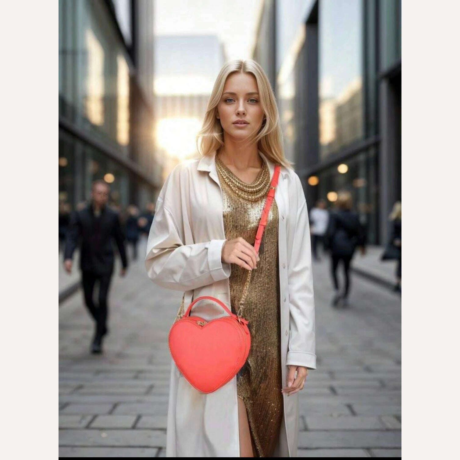 Heart Shape Bag Crossbody Purse for women Love Bag Zip Around Shoulder Bag Solid color handbag for Girl - KIMLUD