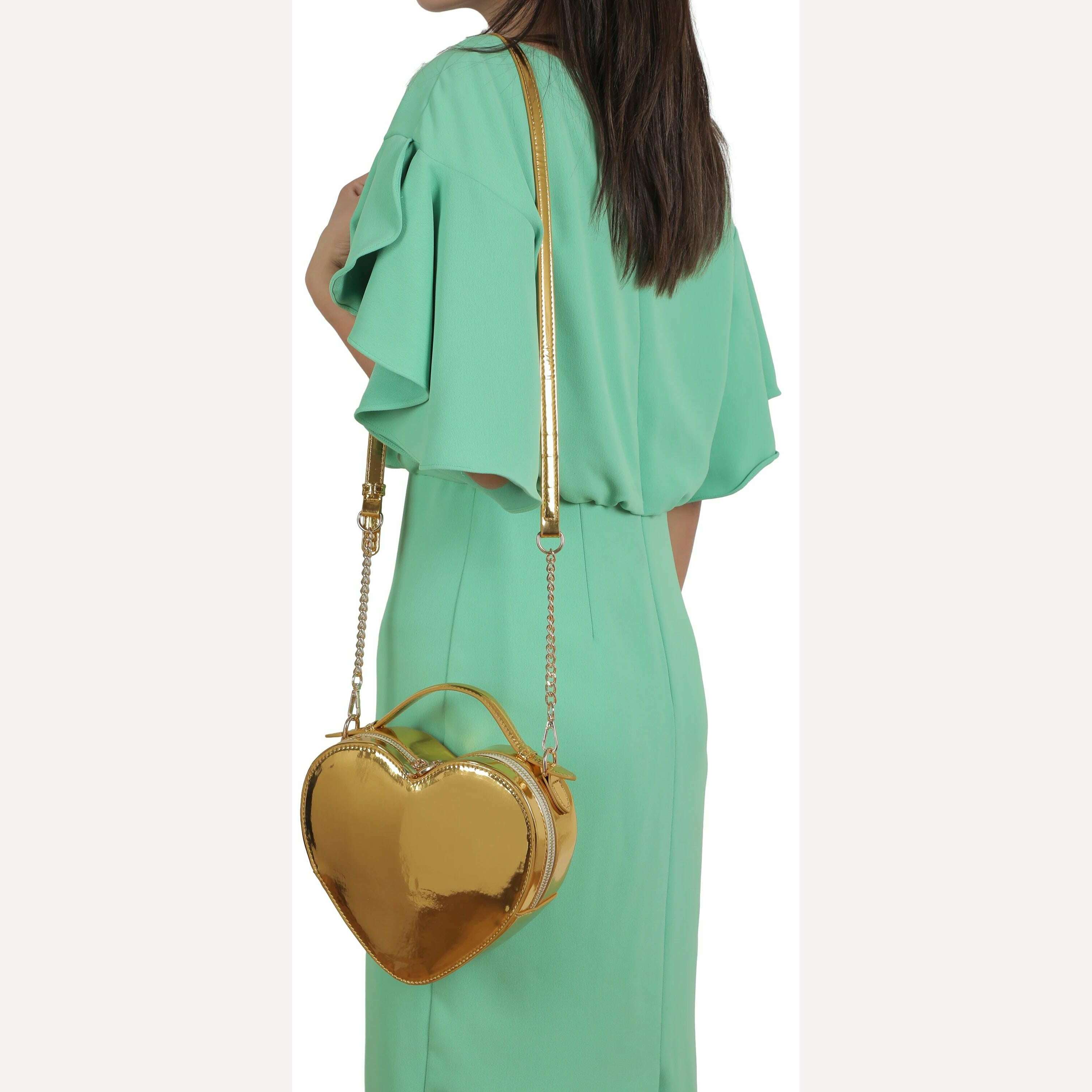 Heart Shape Bag Crossbody Purse for women Love Bag Zip Around Shoulder Bag Solid color handbag for Girl - KIMLUD