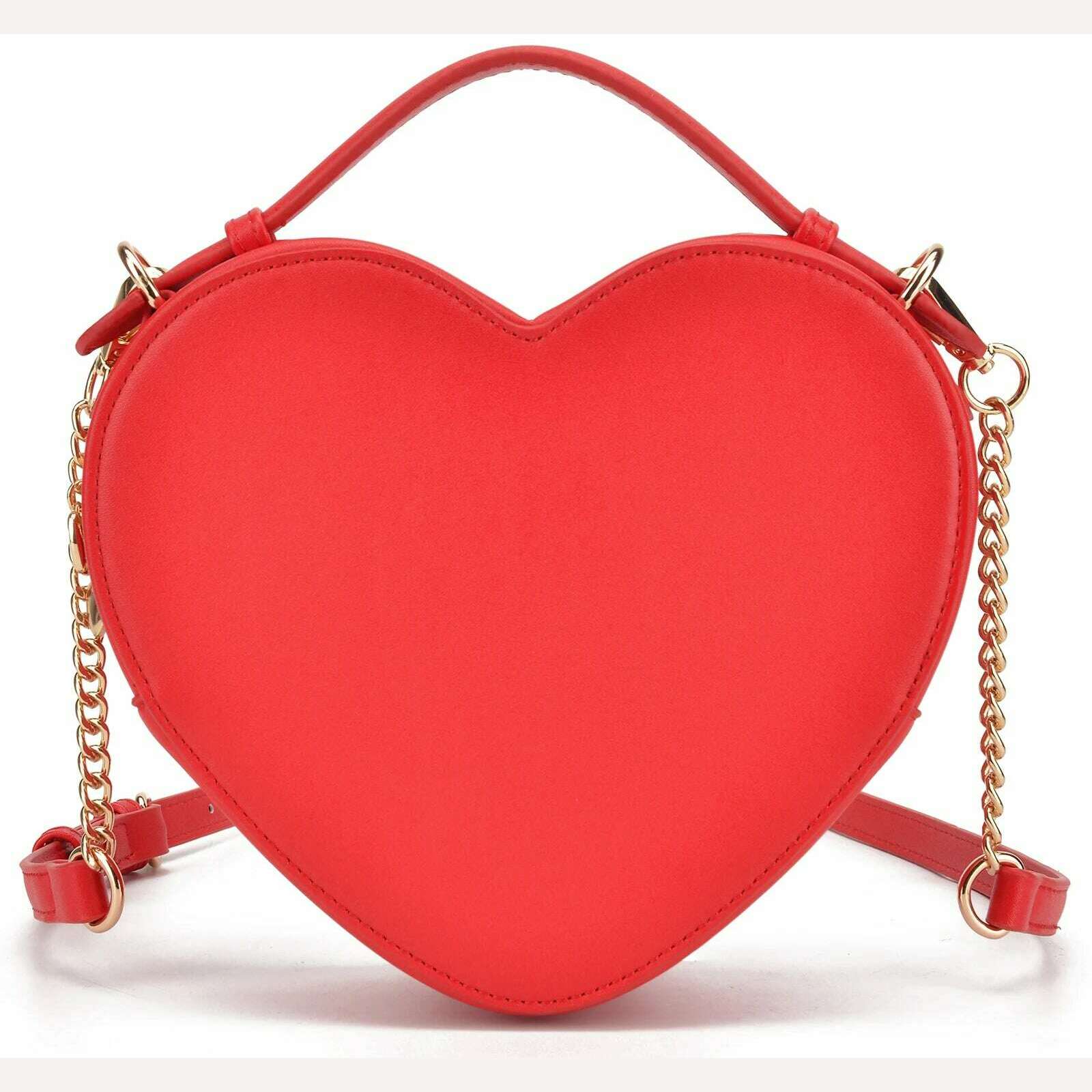 Heart Shape Bag Crossbody Purse for women Love Bag Zip Around Shoulder Bag Solid color handbag for Girl - KIMLUD