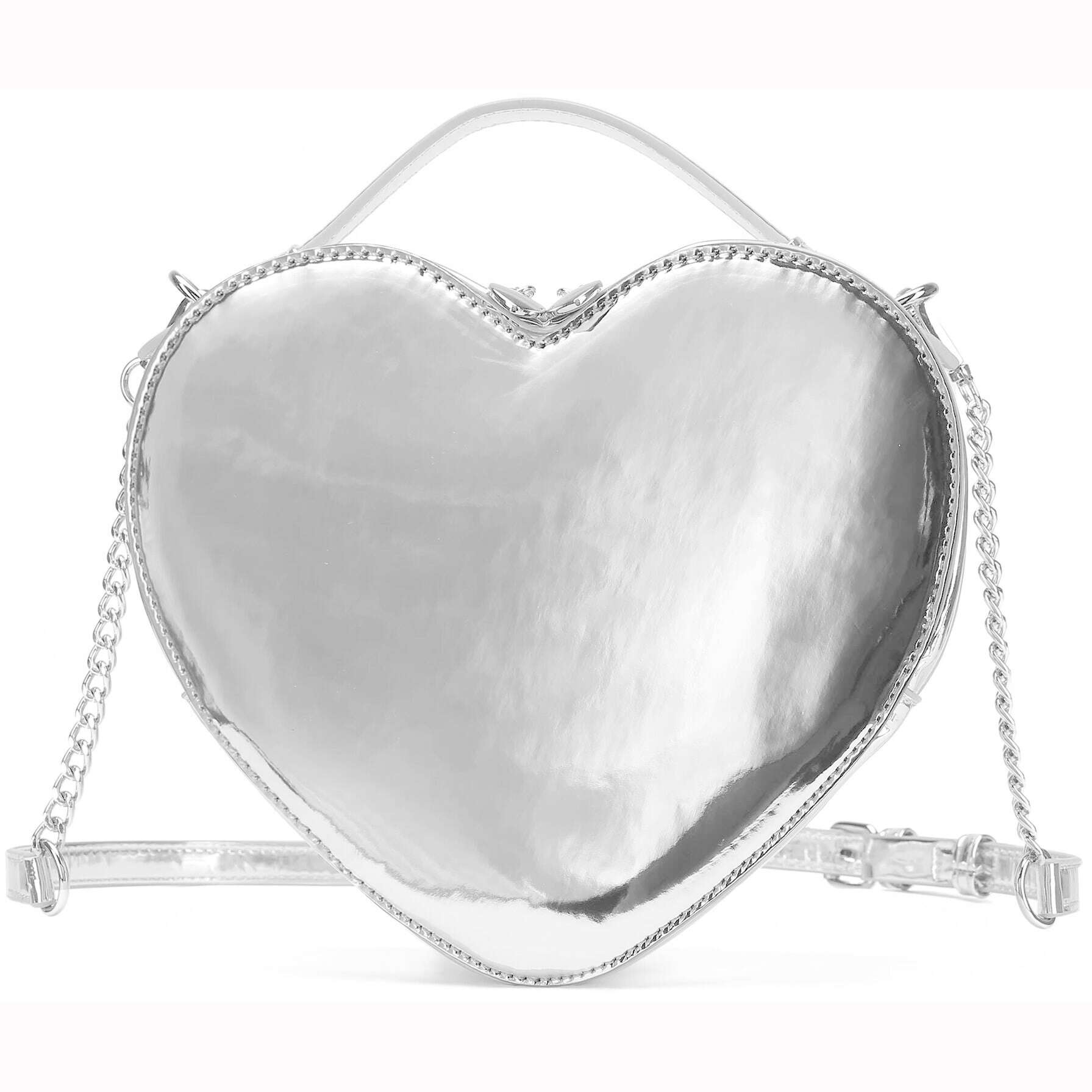 Heart Shape Bag Crossbody Purse for women Love Bag Zip Around Shoulder Bag Solid color handbag for Girl - KIMLUD