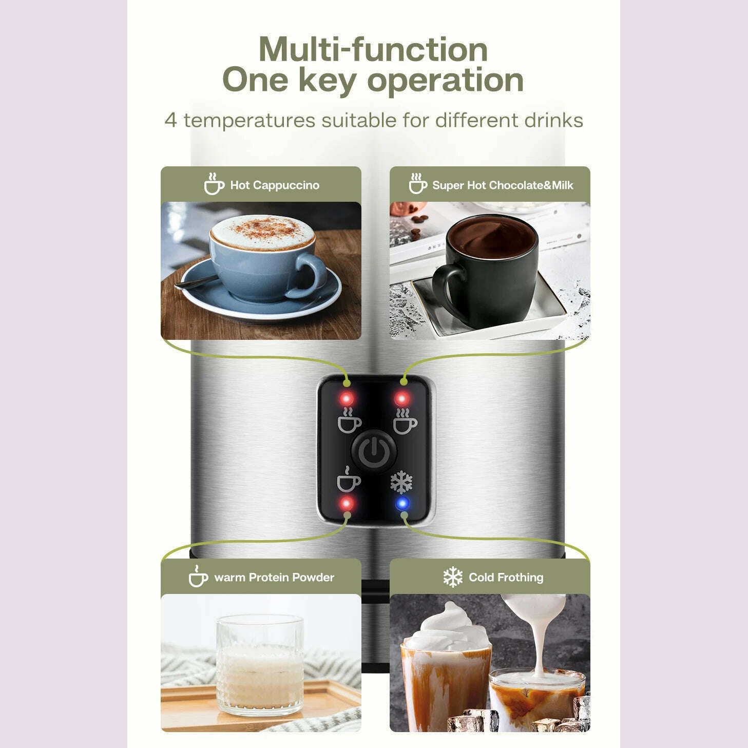 KIMLUD, HiBREW 4 in 1 Milk Frother Frothing Foamer Fully automatic Milk Warmer Cold/Hot Latte Cappuccino Chocolate Protein powder M3, KIMLUD Womens Clothes