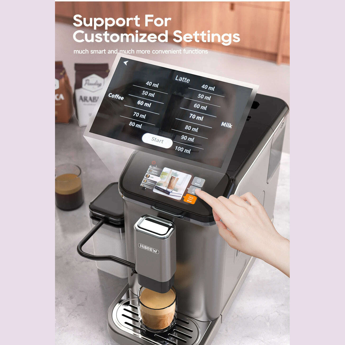 KIMLUD, HiBREW Fully Automatic Espresso Machine Cappuccino Milk System 6 Coffee Varieties Intuitive Touch Display With Grinder H16, KIMLUD Womens Clothes