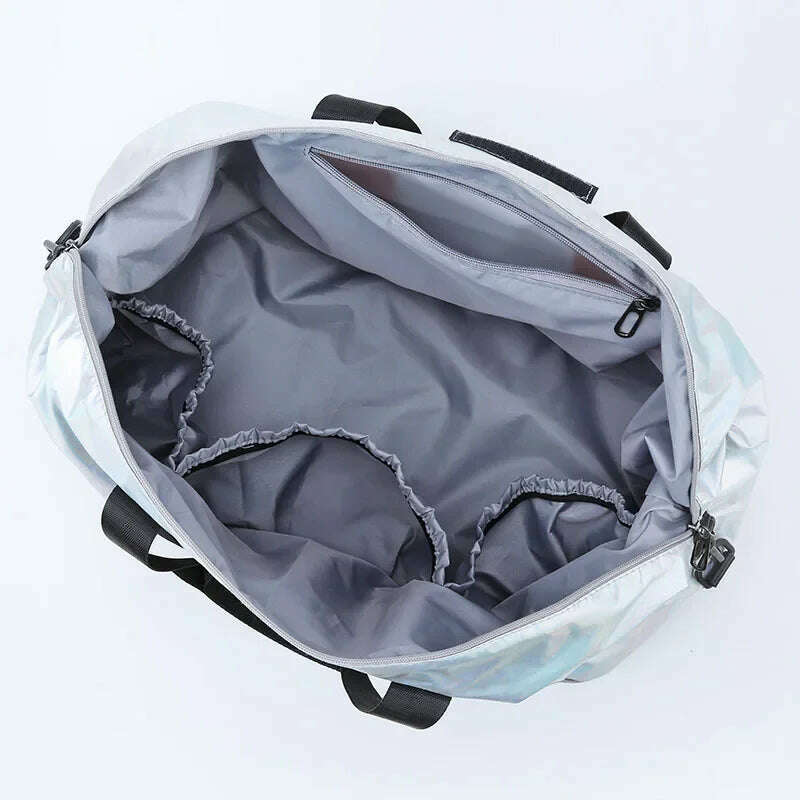 High Capacity Gym Bag Pearlescent Women Fitness Training Handbag With Shoes Pocket Waterproof Yoga Pack Travel Duffel - KIMLUD