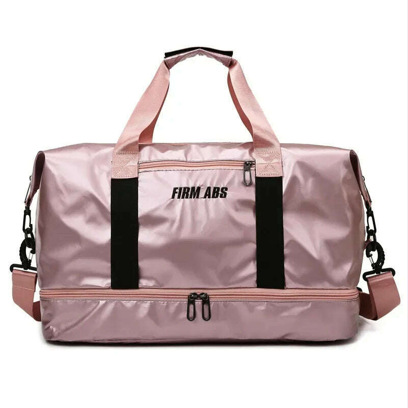 High Capacity Gym Bag Pearlescent Women Fitness Training Handbag With Shoes Pocket Waterproof Yoga Pack Travel Duffel - KIMLUD