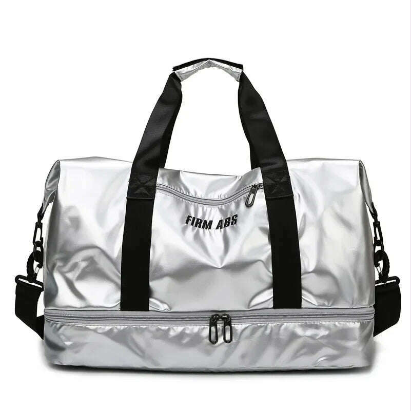 High Capacity Gym Bag Pearlescent Women Fitness Training Handbag With Shoes Pocket Waterproof Yoga Pack Travel Duffel - KIMLUD