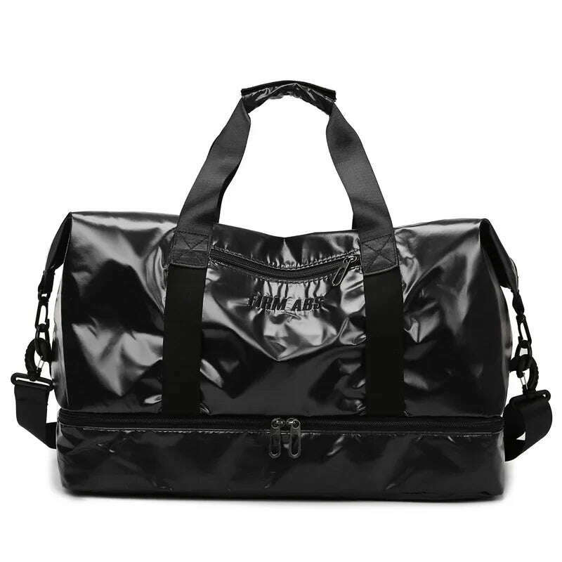 High Capacity Gym Bag Pearlescent Women Fitness Training Handbag With Shoes Pocket Waterproof Yoga Pack Travel Duffel - KIMLUD