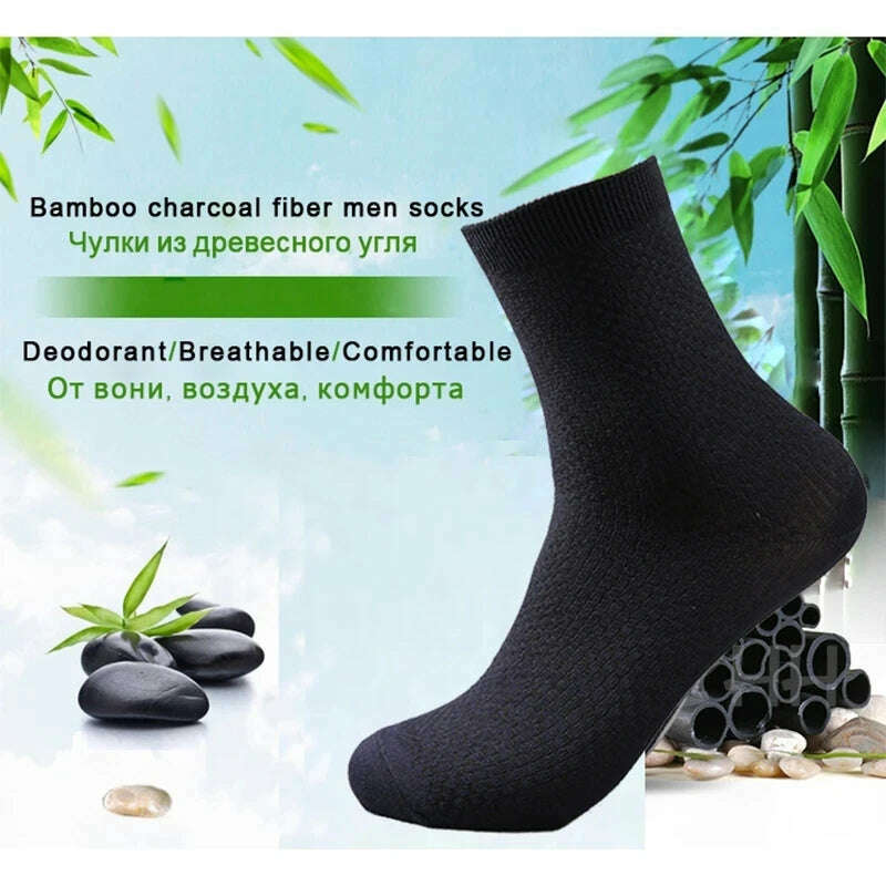 KIMLUD, High Quality Bamboo Fiber Men's Socks 5Pairs/Lot New Classic Business Long Socks Summer Winter Casual Man Dress SockSize EU38-45, KIMLUD Womens Clothes