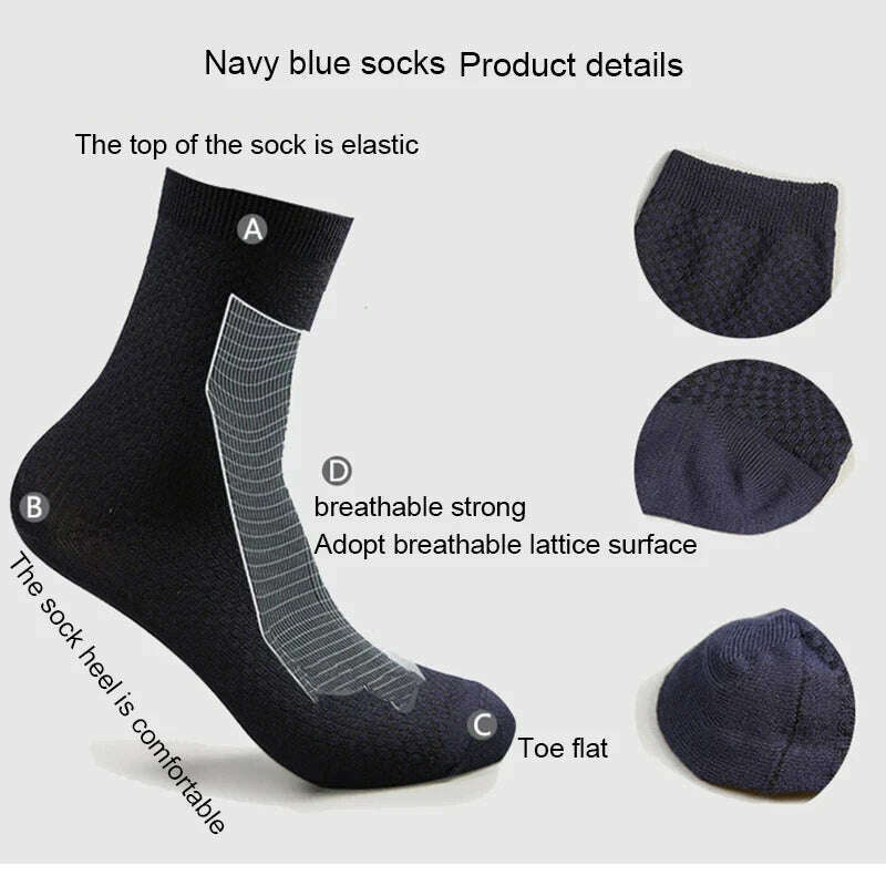 KIMLUD, High Quality Bamboo Fiber Men's Socks 5Pairs/Lot New Classic Business Long Socks Summer Winter Casual Man Dress SockSize EU38-45, KIMLUD Womens Clothes