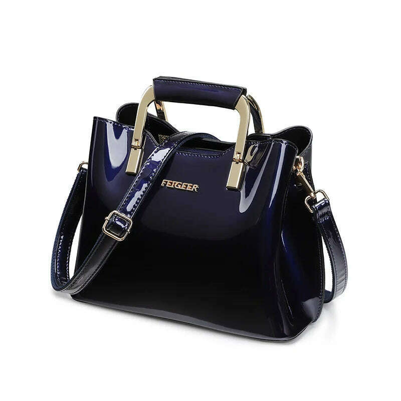 KIMLUD, High Quality Bright Patent Leather Women Bags Luxury Designer Purses And Handbags Female Green Shoulder Bag Ladies Hand Bag Tote, Blue Women Bags, KIMLUD APPAREL - Womens Clothes