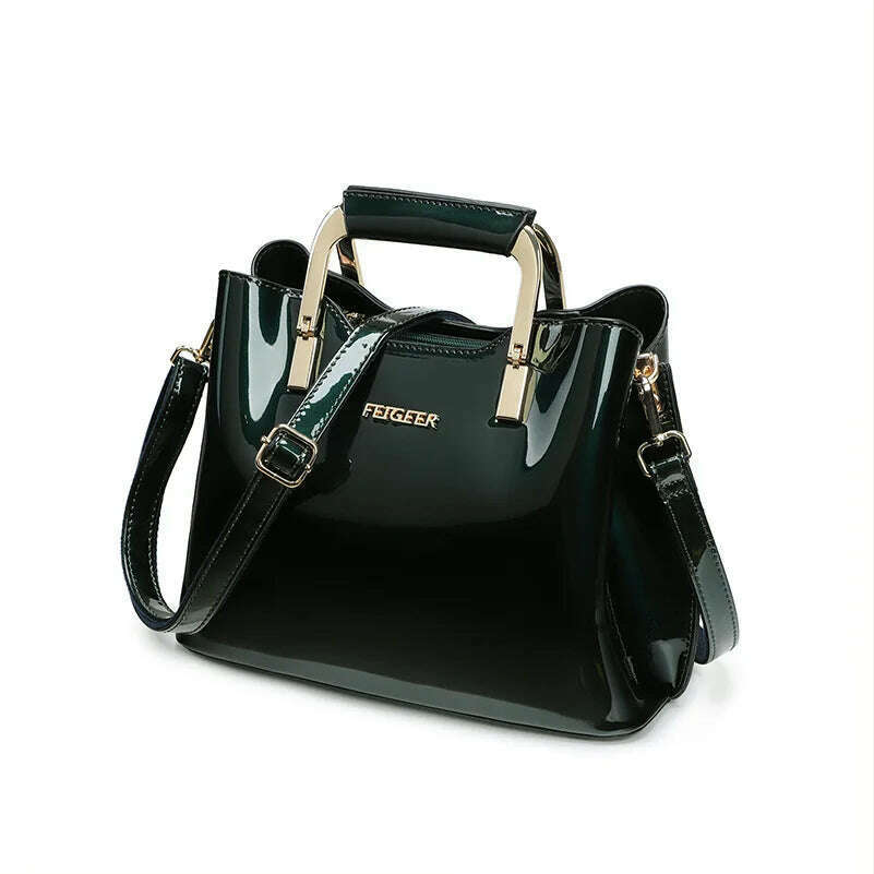 KIMLUD, High Quality Bright Patent Leather Women Bags Luxury Designer Purses And Handbags Female Green Shoulder Bag Ladies Hand Bag Tote, Green Women Bags, KIMLUD APPAREL - Womens Clothes