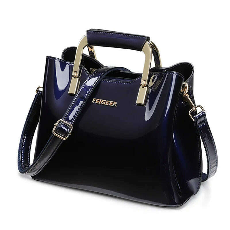 High Quality Bright Patent Leather Women Bags Luxury Designer Purses And Handbags Female Green Shoulder Bag Ladies Hand Bag Tote - KIMLUD