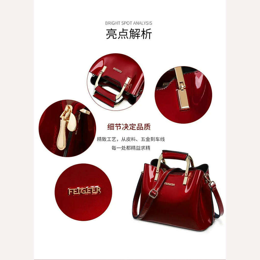 High Quality Bright Patent Leather Women Bags Luxury Designer Purses And Handbags Female Green Shoulder Bag Ladies Hand Bag Tote - KIMLUD