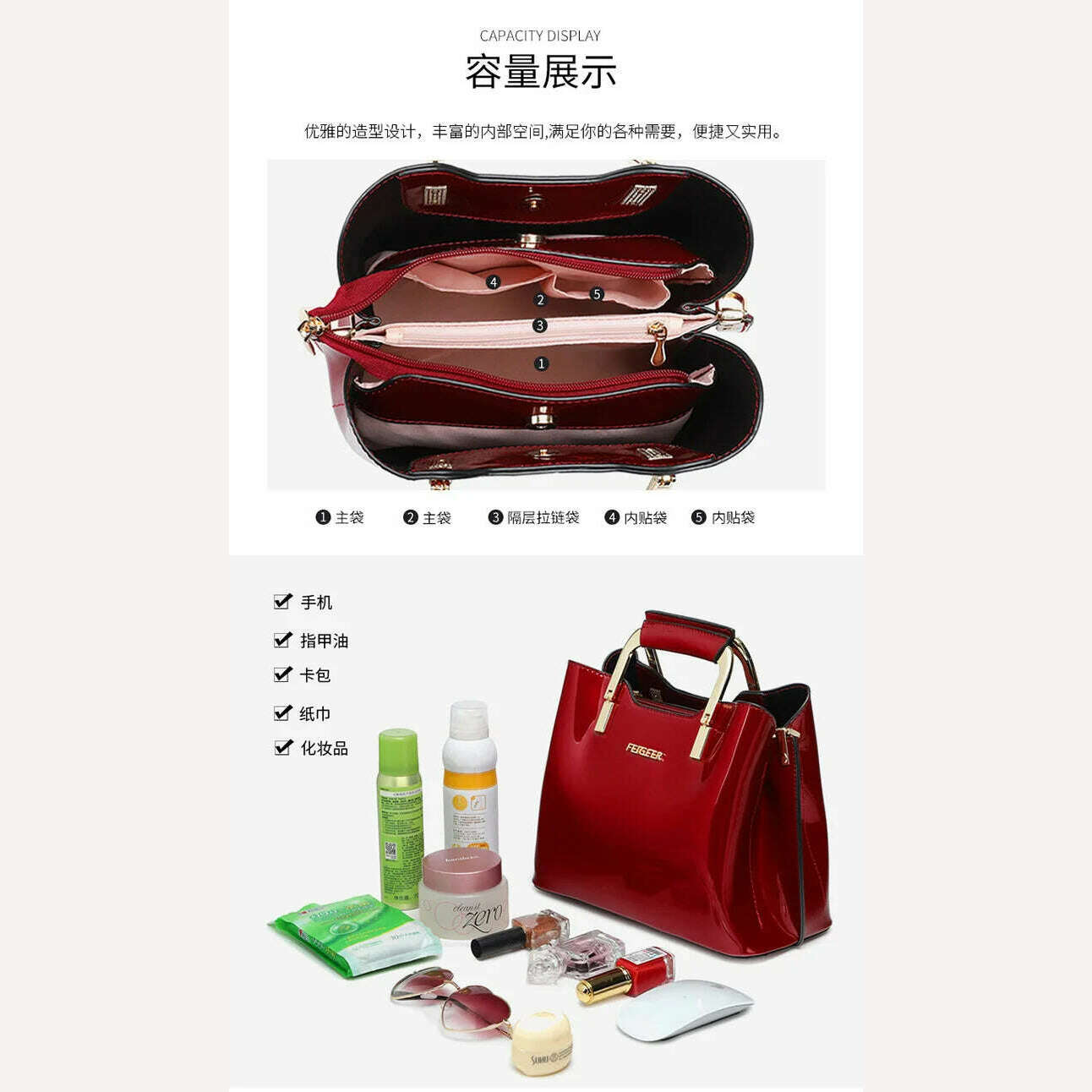 High Quality Bright Patent Leather Women Bags Luxury Designer Purses And Handbags Female Green Shoulder Bag Ladies Hand Bag Tote - KIMLUD