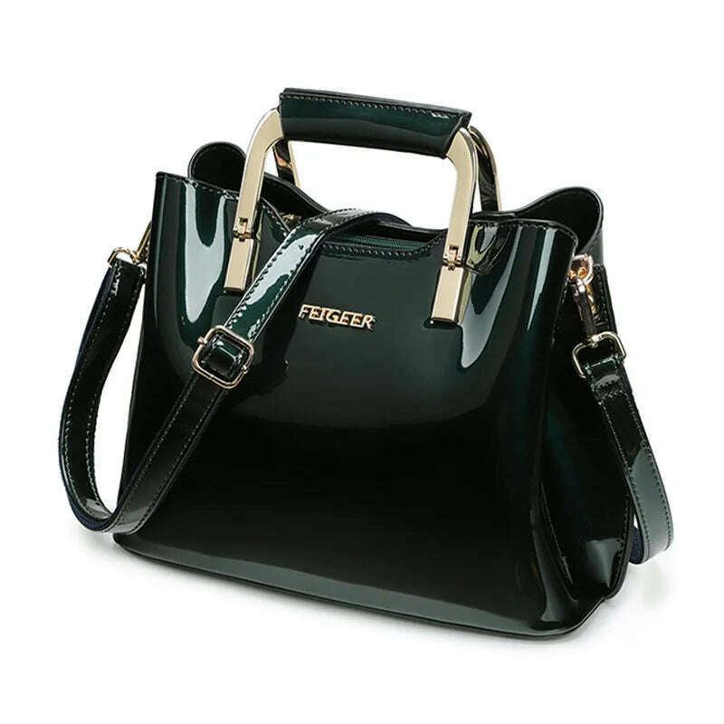 High Quality Bright Patent Leather Women Bags Luxury Designer Purses And Handbags Female Green Shoulder Bag Ladies Hand Bag Tote - KIMLUD