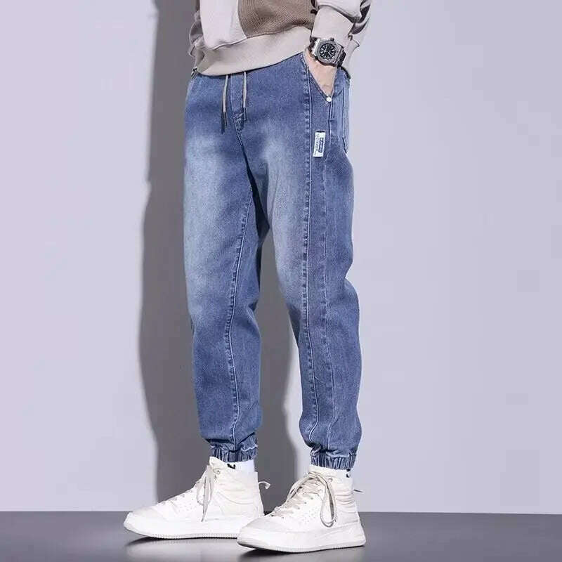 KIMLUD, High quality Fashion Men's Cargo pants Hip Hop Trend Streetwear Jogging Pants Men Casual Elastic Waist Men Clothing Trousers, 560 Blue / Asian size M, KIMLUD APPAREL - Womens Clothes