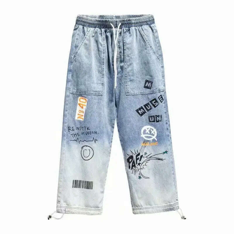 KIMLUD, High quality Fashion Men's Cargo pants Hip Hop Trend Streetwear Jogging Pants Men Casual Elastic Waist Men Clothing Trousers, Denim Blue / Asian size M, KIMLUD APPAREL - Womens Clothes