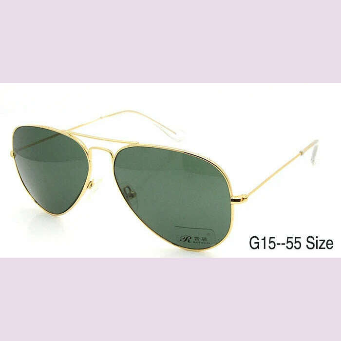 KIMLUD, High Quality Glass Sunglasses Lens Vintage Sunglasses Men Women Gold Reflective Sunglasses UV400 Sun Glasses 55MM 58MM 2 Size, G15 55 SIZE, KIMLUD APPAREL - Womens Clothes