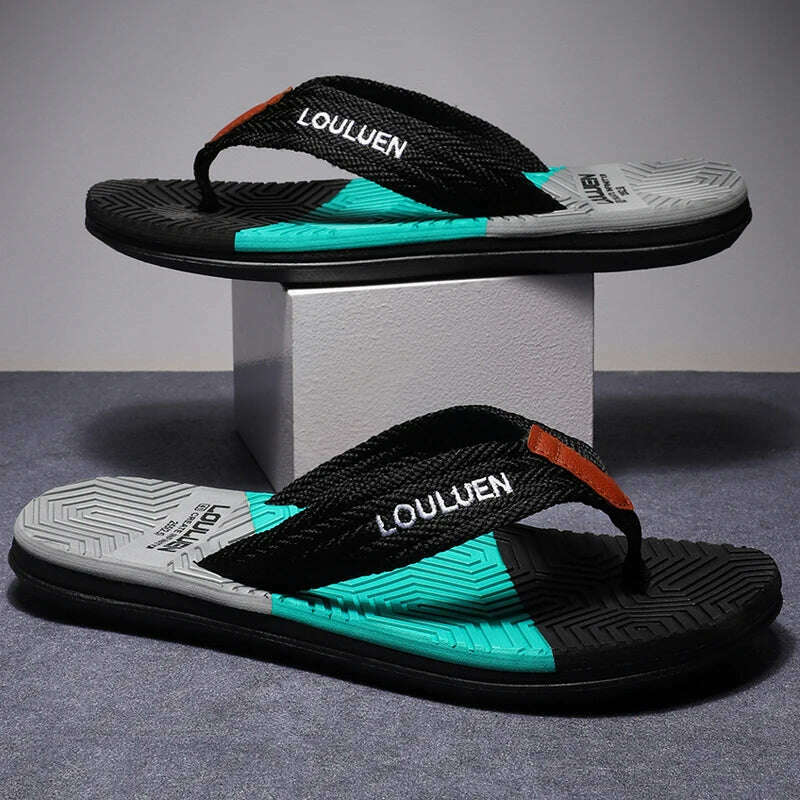 KIMLUD, High Quality Hot Sale Men Flip Flops Summer Beach Flip Flops Men Fashion Breathable Casual Beach Men Slippers Summer Outdoor, Black / 45, KIMLUD APPAREL - Womens Clothes