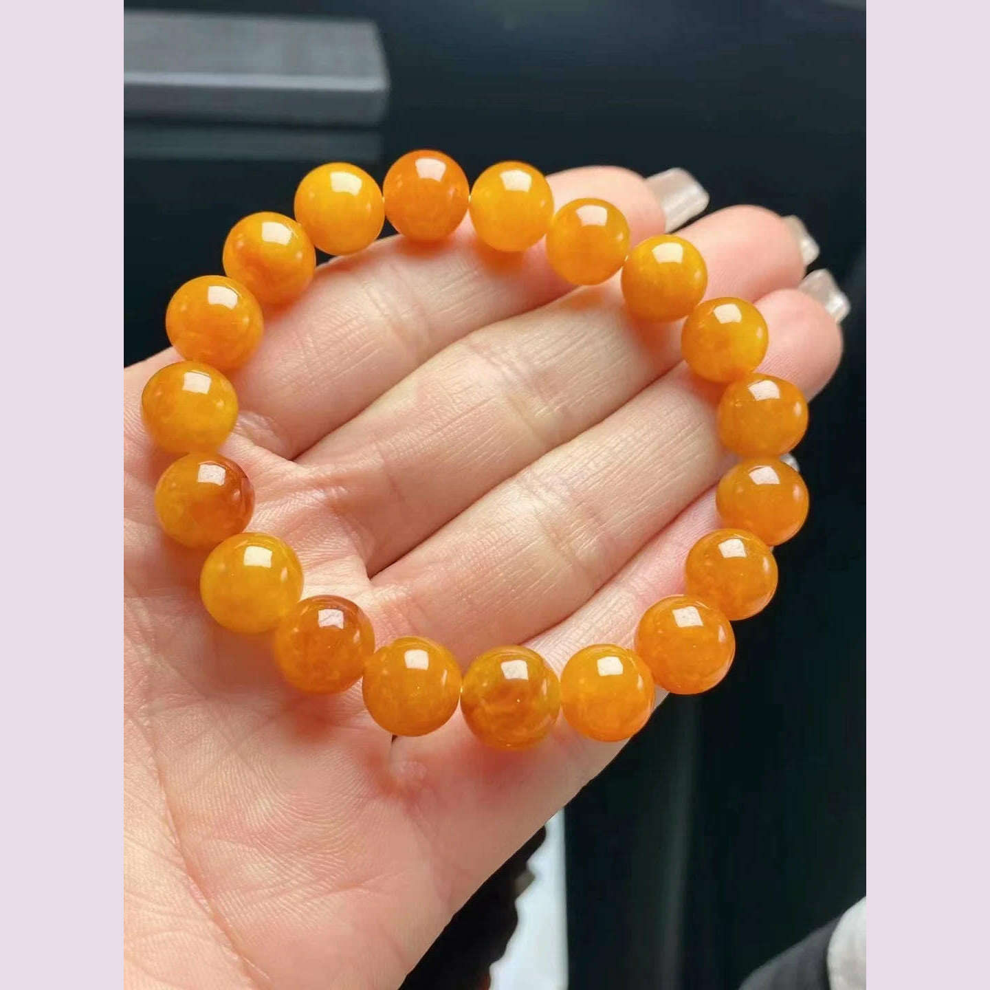 High Quality Jewelry Rare Natural Yellow Jadeite Hand String Exquisite Elegant Tone Perfect Jade Bracelet Chain Jewellery - KIMLUD