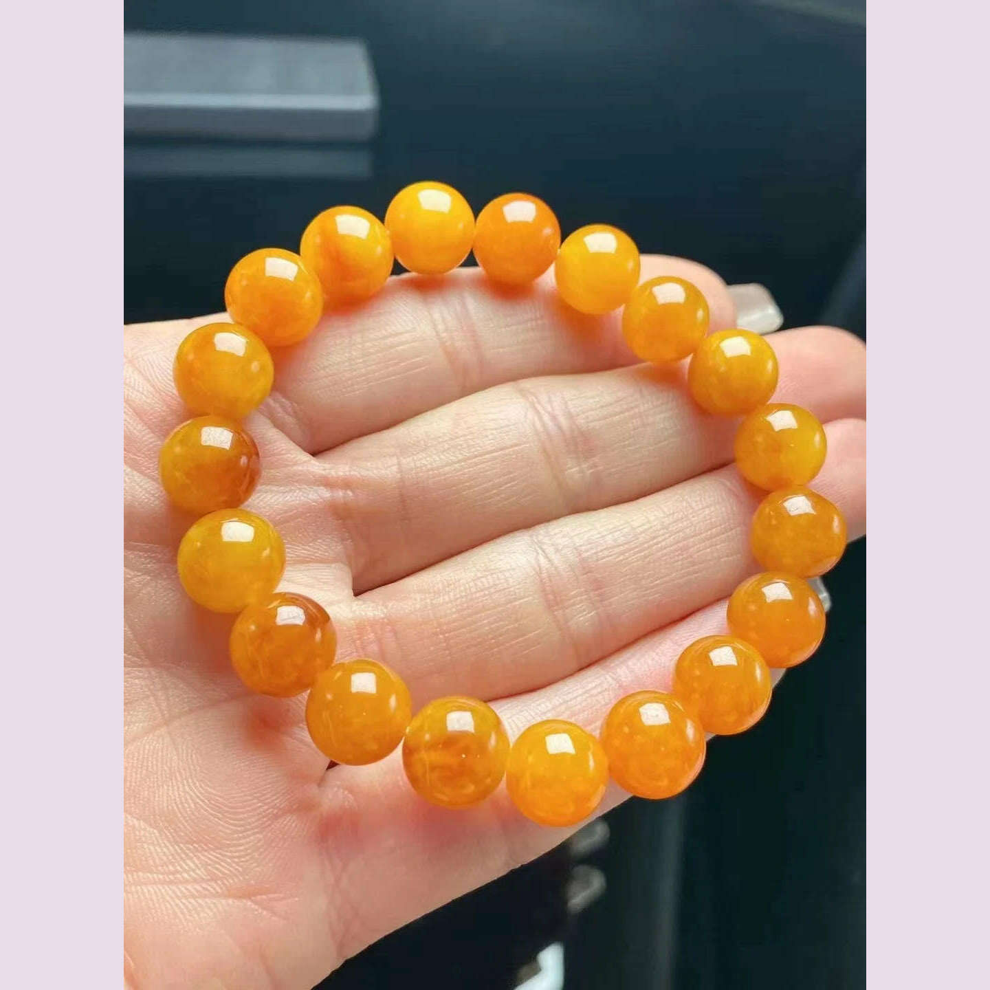 High Quality Jewelry Rare Natural Yellow Jadeite Hand String Exquisite Elegant Tone Perfect Jade Bracelet Chain Jewellery - KIMLUD