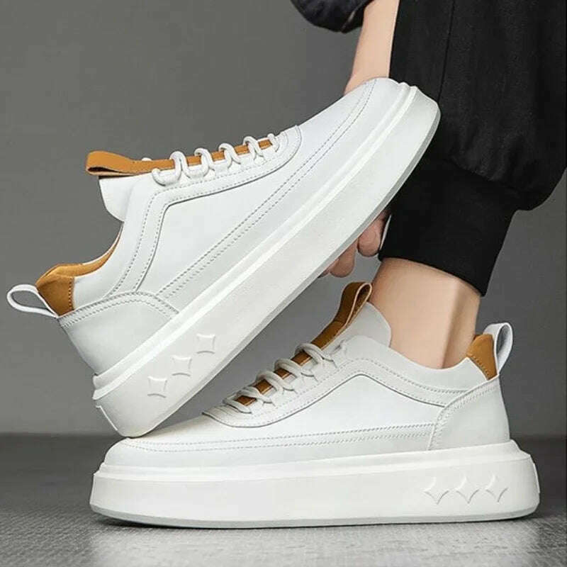 KIMLUD, High Quality Men Sports Shoes Pu Leather Platform Casual Shoes for Men Fashion Comfortable Tennis Shoe Male Vulcanized Shoes, KIMLUD Womens Clothes