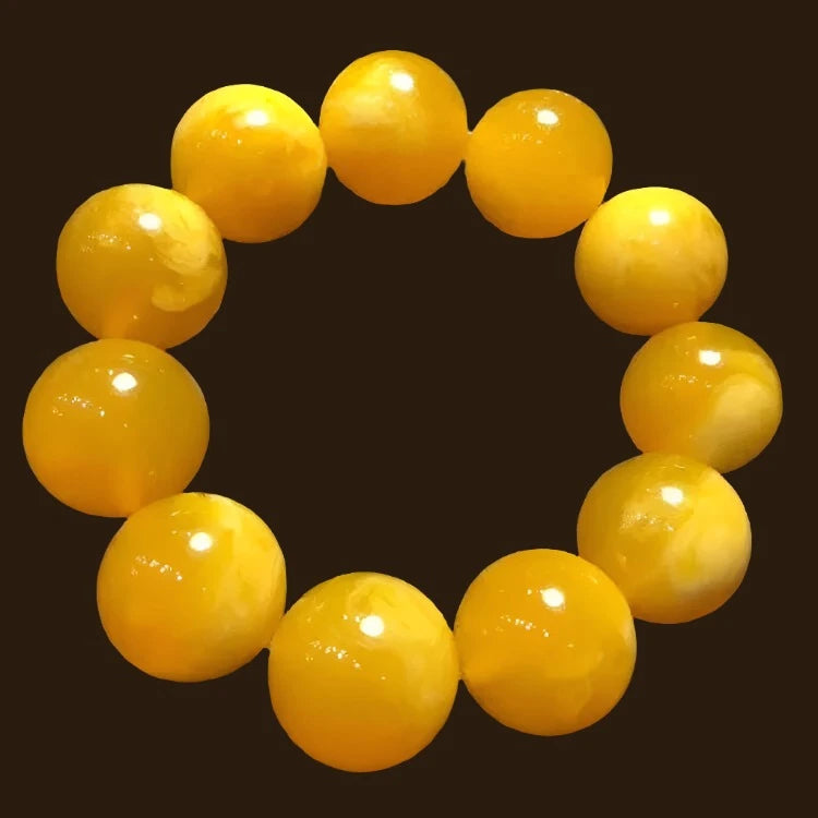 KIMLUD, High Quality Natural Baltic Amber Elastic Large Bracelet Men Women Yellow Old Beeswax Beads Beaded Bracelets Jewelry Accessories, 20mm, KIMLUD APPAREL - Womens Clothes