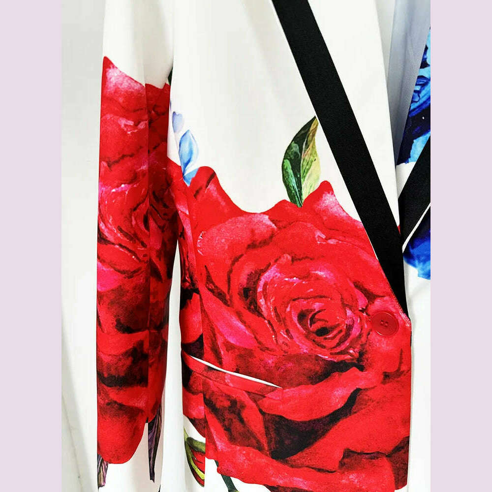 KIMLUD, HIGH STREET Newest Fashion 2024 Designer Suit Set Women's Single Button Gorgeous Floral Printed Blazer Suit Pants Set, KIMLUD Womens Clothes