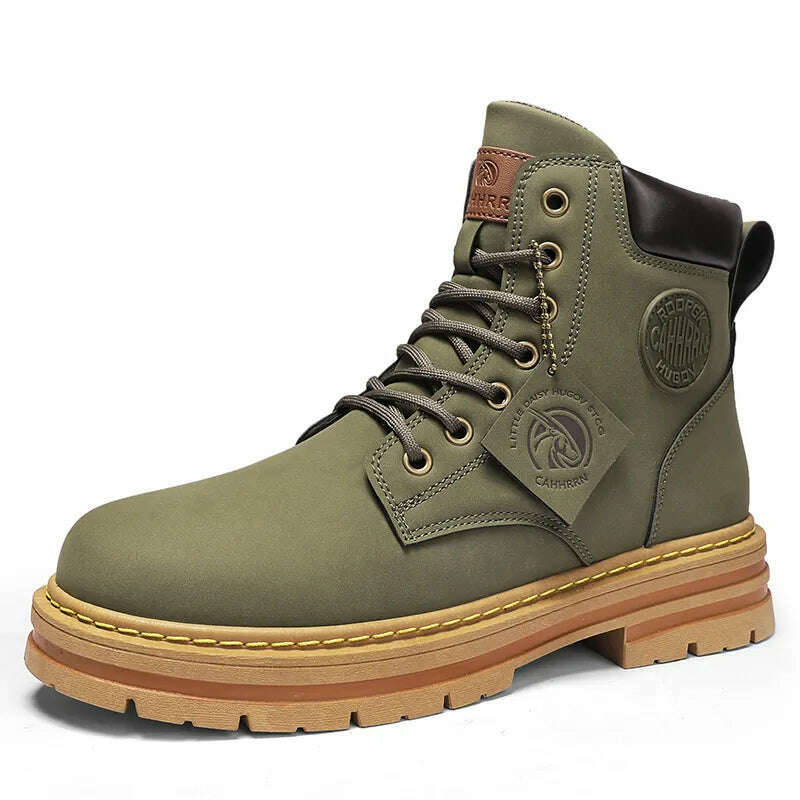 KIMLUD, High Top Boots Men Leather Shoes Fashion Motorcycle Ankle Military Boots For Men Winter Boots Man Shoes Lace-Up Botas Hombre, green    0229 / 39, KIMLUD APPAREL - Womens Clothes