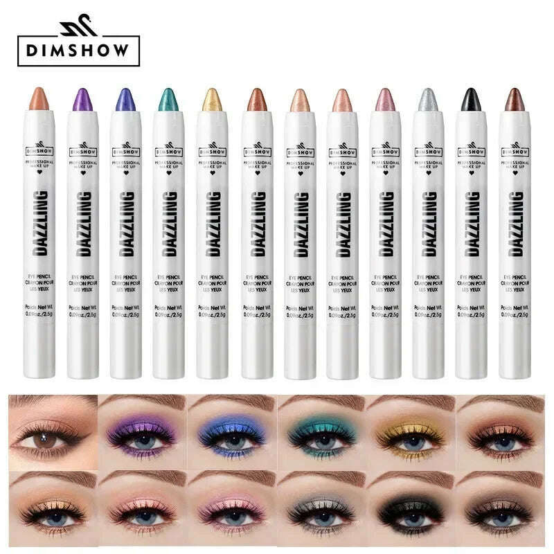 Highlighter Eyeshadow Pencil Waterproof Glitter Matte Nude Eye Shadow Lying Silkworm Makeup Pigment Cosmetics White Eyeliner Pen - KIMLUD