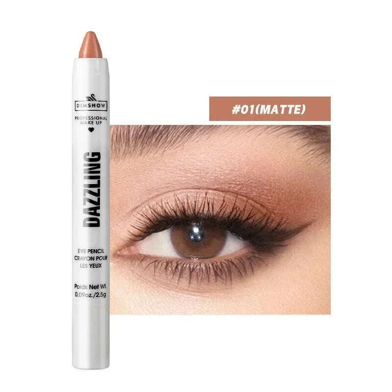 KIMLUD, Highlighter Eyeshadow Pencil Waterproof Glitter Matte Nude Eye Shadow Lying Silkworm Makeup Pigment Cosmetics White Eyeliner Pen, 01, KIMLUD APPAREL - Womens Clothes