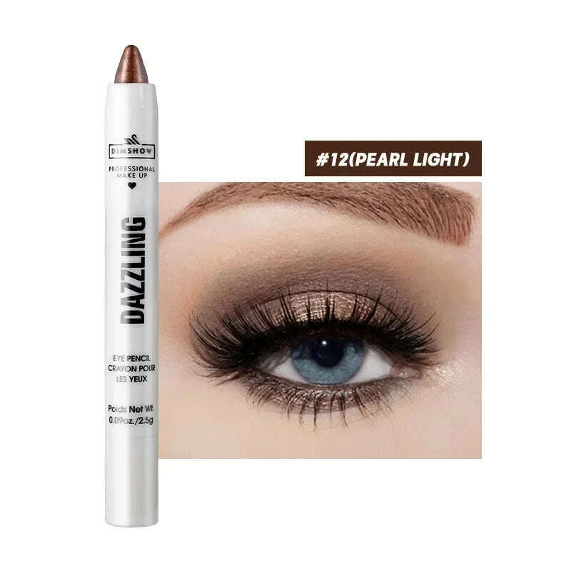 Highlighter Eyeshadow Pencil Waterproof Glitter Matte Nude Eye Shadow Lying Silkworm Makeup Pigment Cosmetics White Eyeliner Pen - KIMLUD