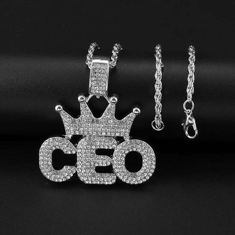 Hip Hop Ice Out Alphabet Savage Pendant Necklace Cool Men Women Hip Hop Rock Rap Jewelry Gifts - KIMLUD