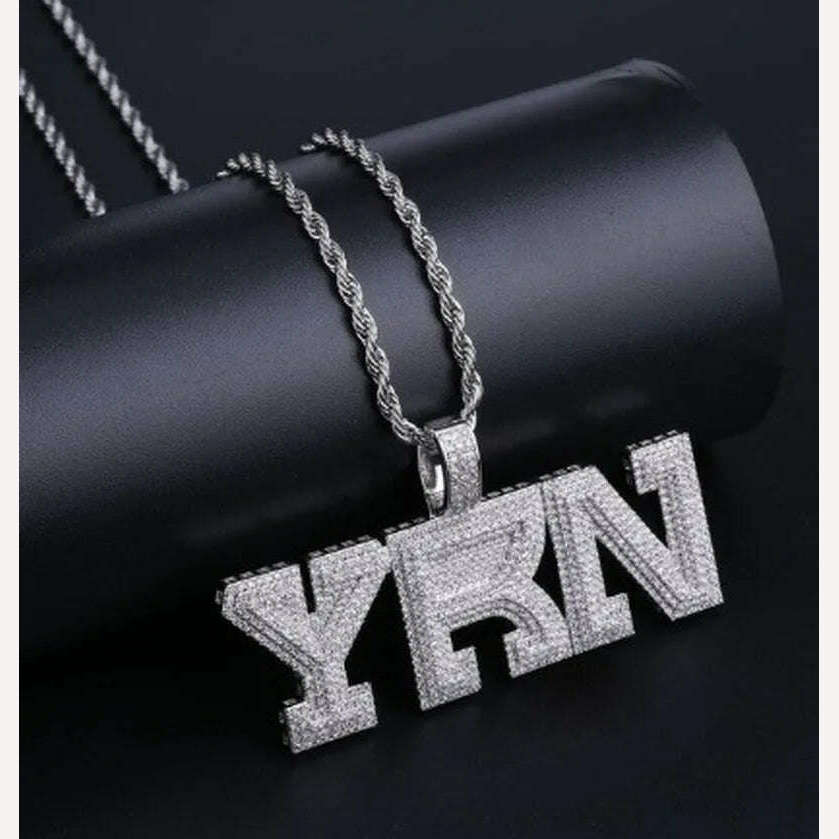 KIMLUD, Hip Hop Ice Out Alphabet Savage Pendant Necklace Cool Men Women Hip Hop Rock Rap Jewelry Gifts, 7125-Silver, KIMLUD APPAREL - Womens Clothes