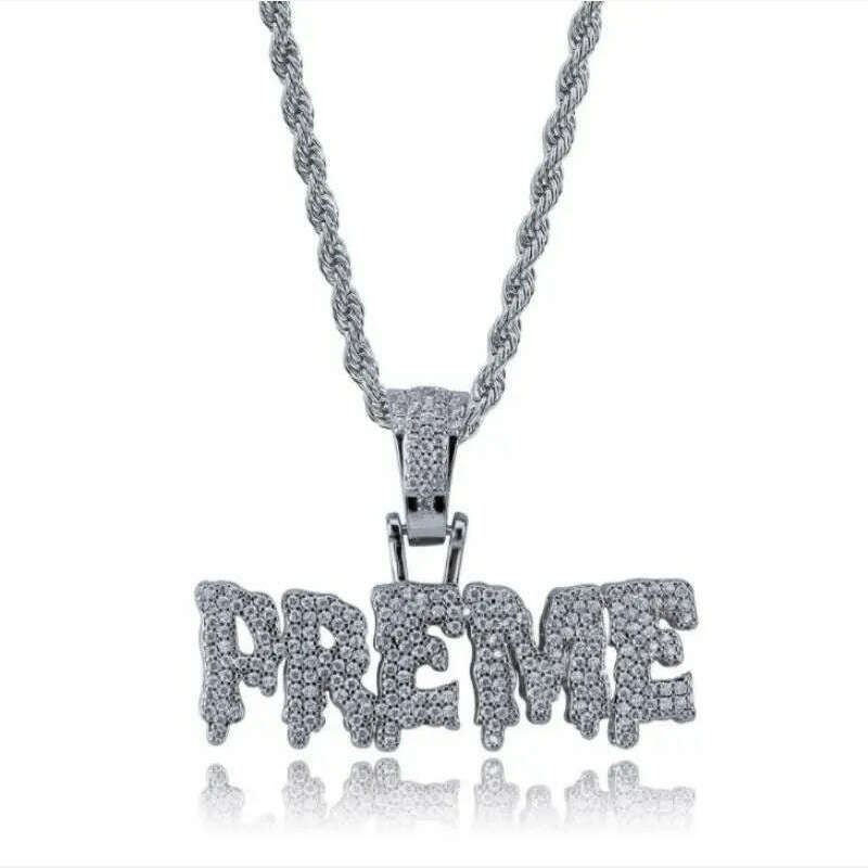 Hip Hop Ice Out Alphabet Savage Pendant Necklace Cool Men Women Hip Hop Rock Rap Jewelry Gifts - KIMLUD