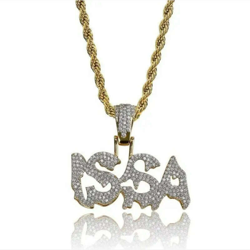 Hip Hop Ice Out Alphabet Savage Pendant Necklace Cool Men Women Hip Hop Rock Rap Jewelry Gifts - KIMLUD