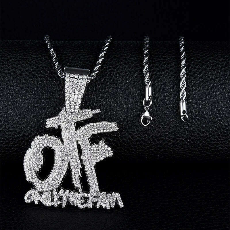 KIMLUD, Hip Hop Ice Out Alphabet Savage Pendant Necklace Cool Men Women Hip Hop Rock Rap Jewelry Gifts, AL2501-Silver, KIMLUD APPAREL - Womens Clothes