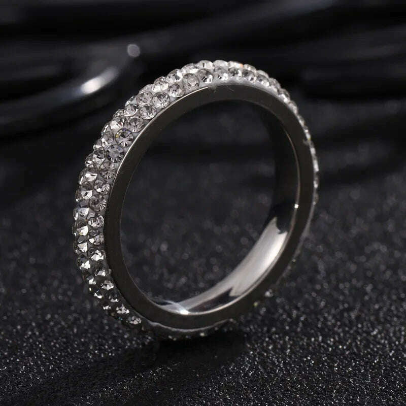 Hip Hop Iced Out CZ Titanium Steel Rings for Men Women Delicate Punk Chunky Finger Ring Hippie Rapper&#39;s Fashion Jewlery KBR116 - KIMLUD